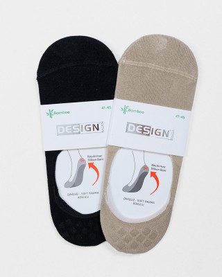 Ballerina socks with silicone DESIGN Beige and Black 1007