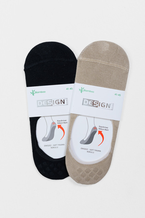 Ballerina socks with silicone DESIGN Beige and Black 1007