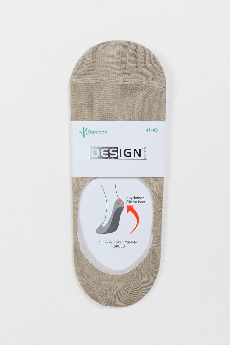Ballerina socks with silicone DESIGN Beige and Black 1007 Ballerina socks with silicone DESIGN Beige and Black 1007