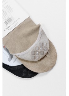 Ballerina socks with silicone DESIGN Beige and Black 1007 Ballerina socks with silicone DESIGN Beige and Black 1007