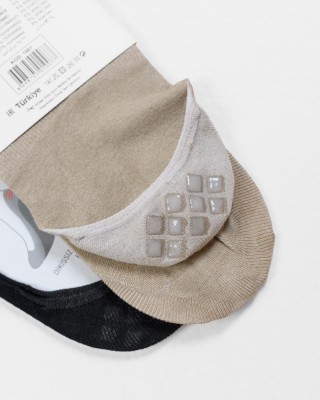 Ballerina socks with silicone DESIGN Beige and Black 1007