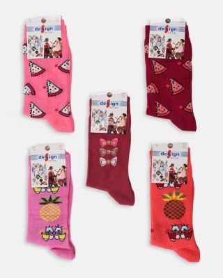 Kindersocken für Mädchen (5 Stück) - Herzen - Zufallsauswahl