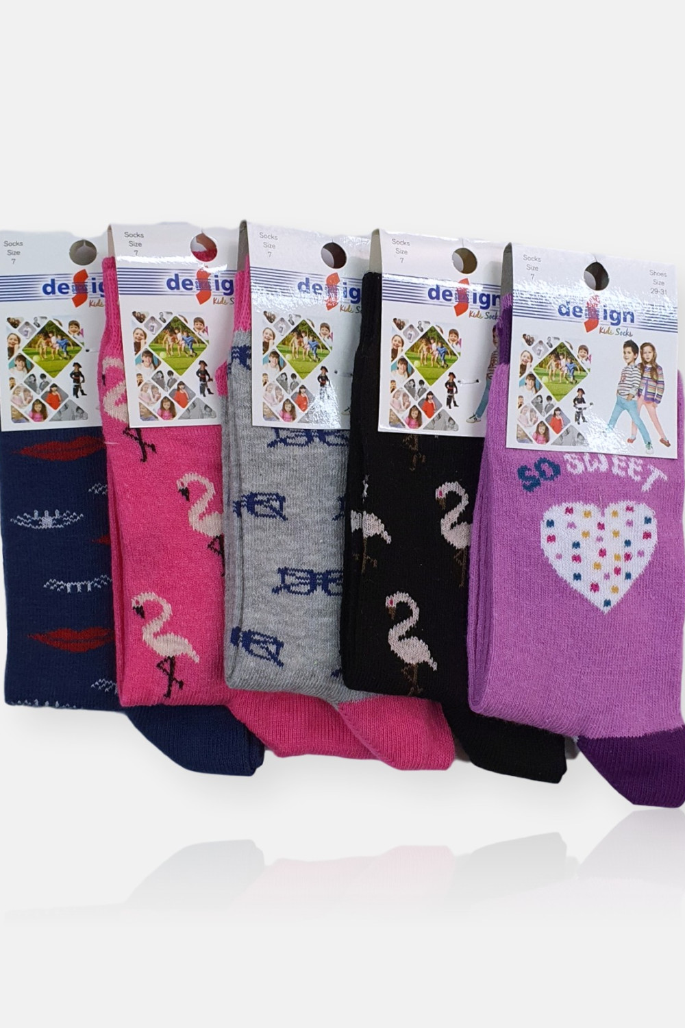 Kinder Socken für Mädchen (5 Stück) - Schmetterling MULTICOLOR