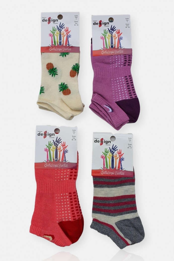 Kids socks for girl - DESIGN - 4 Pack