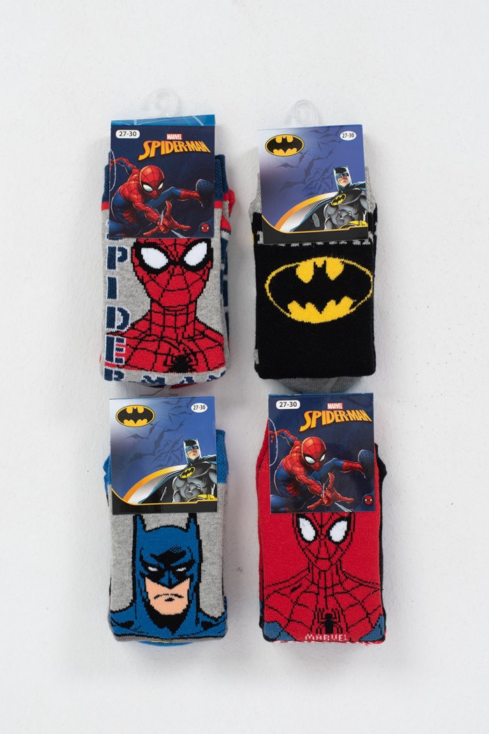Kindersocken DISNEY SPIDERMAN BATMAN mit Saugnäpfen 4er Pack