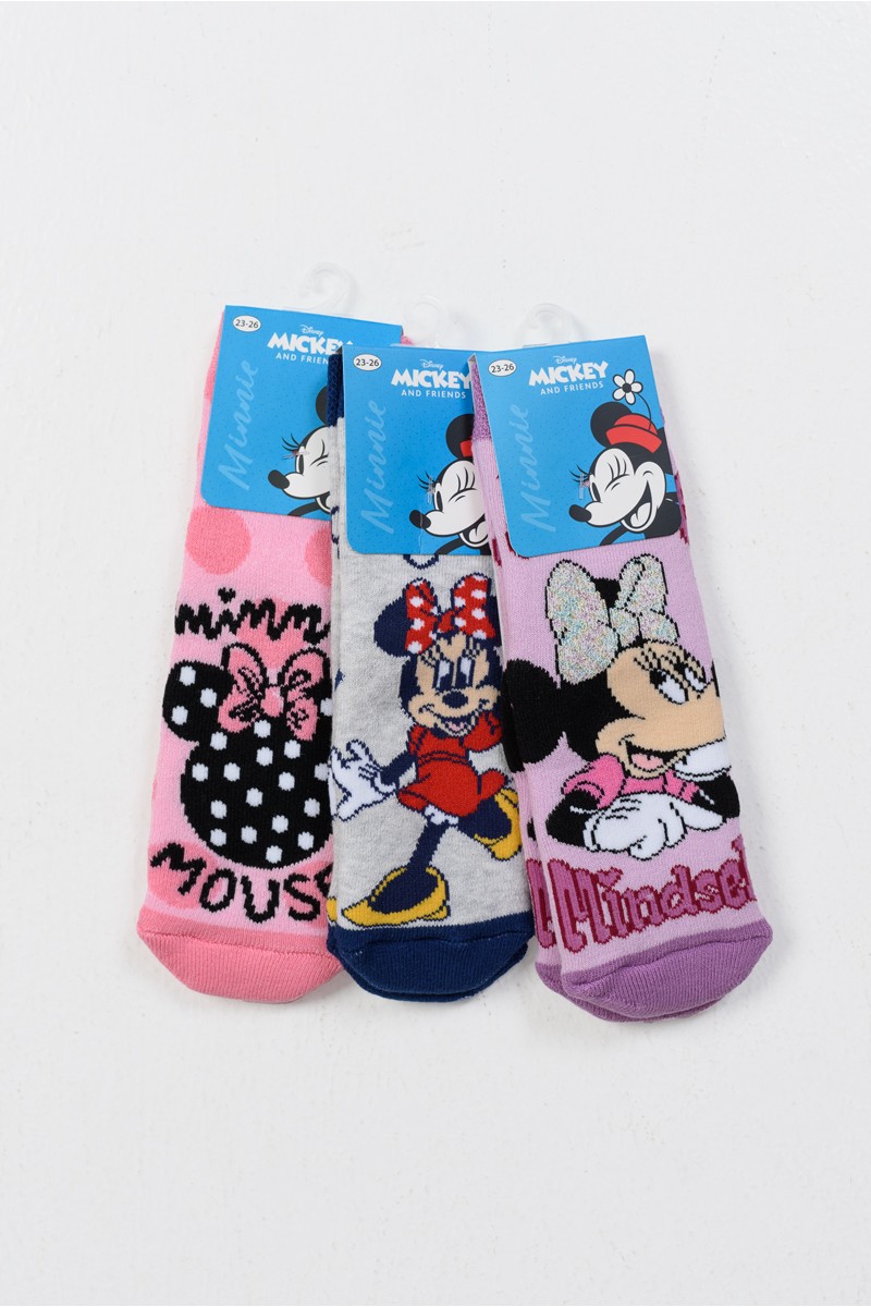 Children's socks with suction cups MINNIE 3 PACK MN21554