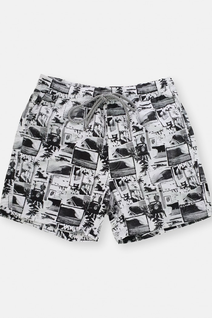 Men's swimwear shorts DOUBLE Black n White