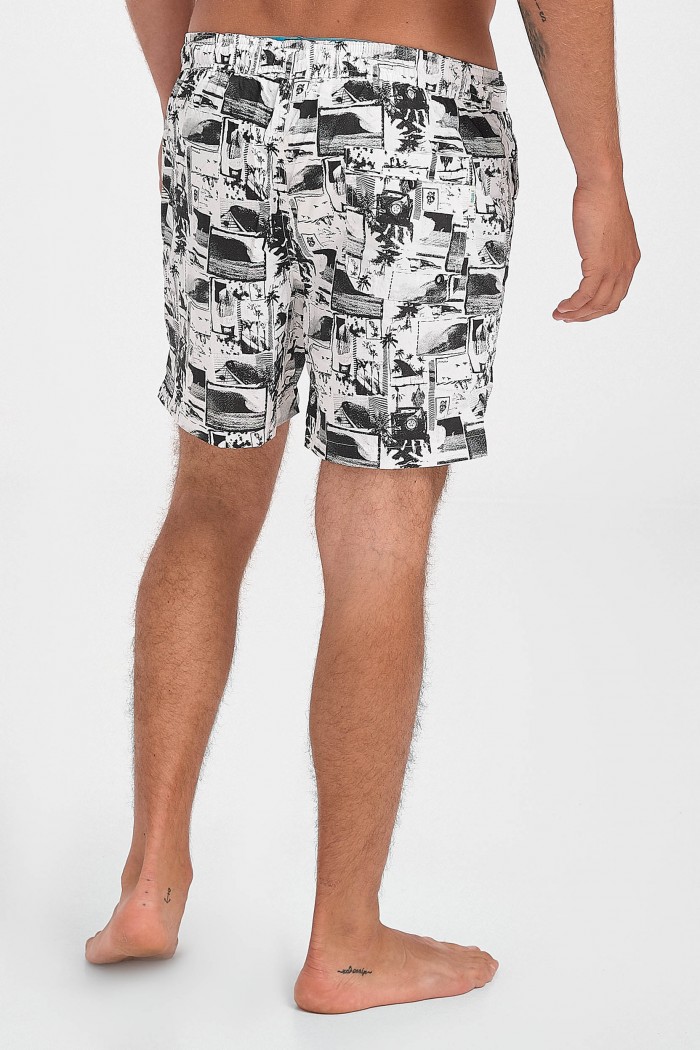 Men's swimwear shorts DOUBLE Black n White
