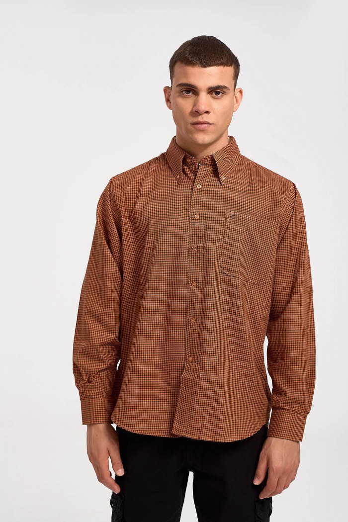 Herren DOUBLE Hemd kariert Chocolate 106