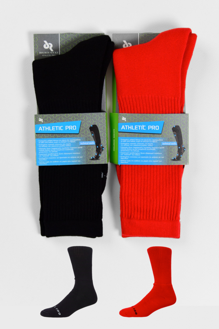 Sports Socks DOUROS Athletic Pro 475 Black Red
