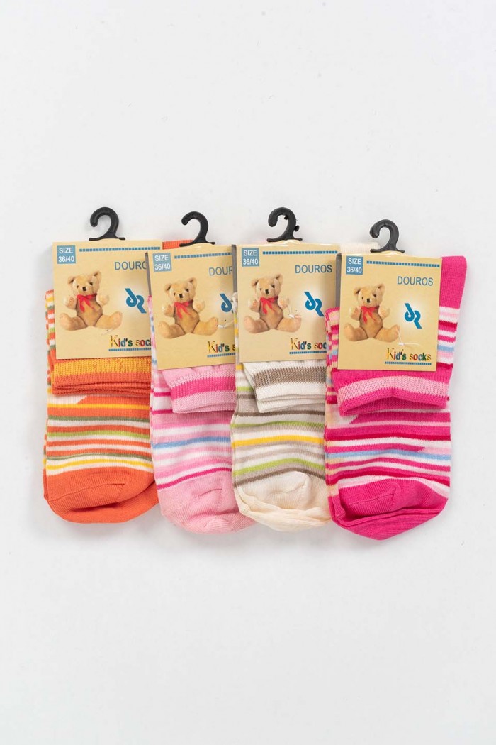 Children's socks semi-fitted Striped DOUROS (4Pack)