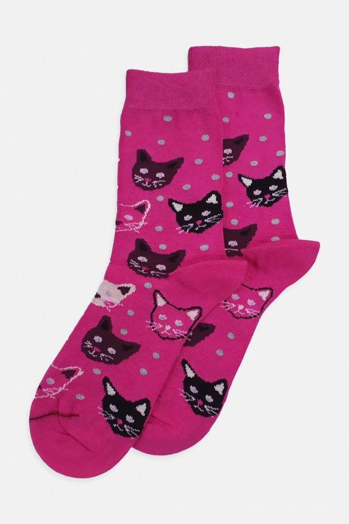 Crazy Cats Black Socks