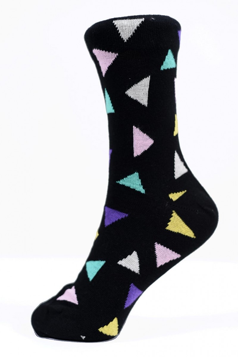 Women's Thin Triangle Socks Grey and Black