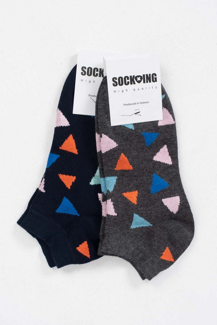 Short socks socks socks with triangle patterns