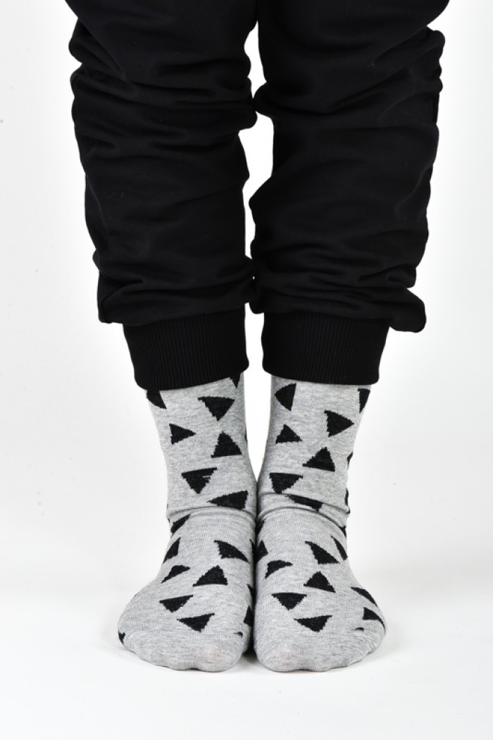 Women's Thin Triangle Socks Grey and Black
