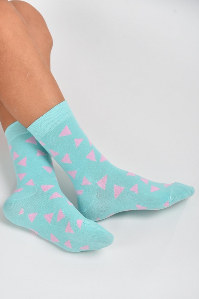 Women's Thin Triangle Socks Grey and Black