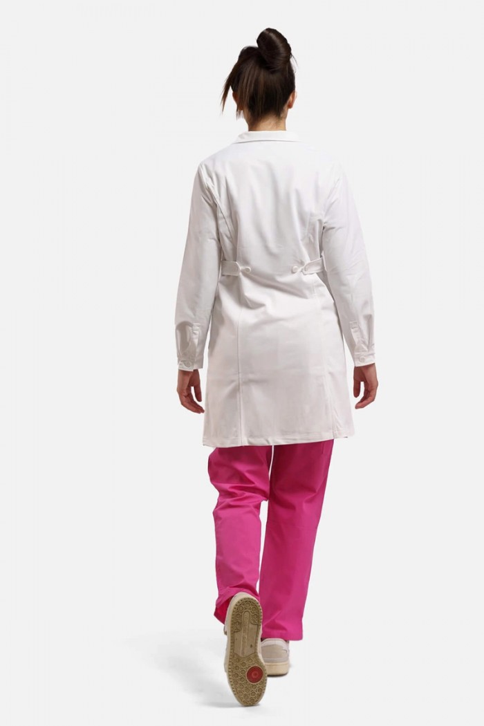 Women's medical gown Dr Scrub White LABCOATF01