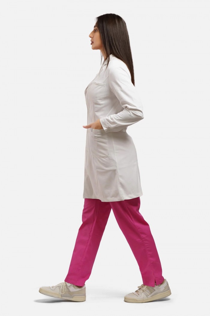 Women's medical gown Dr Scrub White LABCOATF01