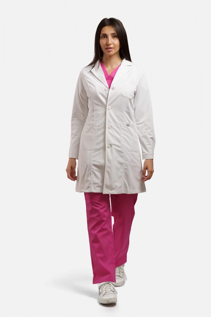Women's medical gown Dr Scrub White LABCOATF01