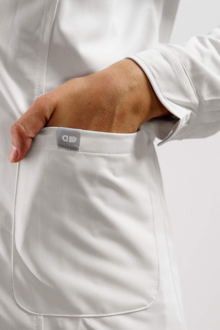 Women's medical gown Dr Scrub White LABCOATF01