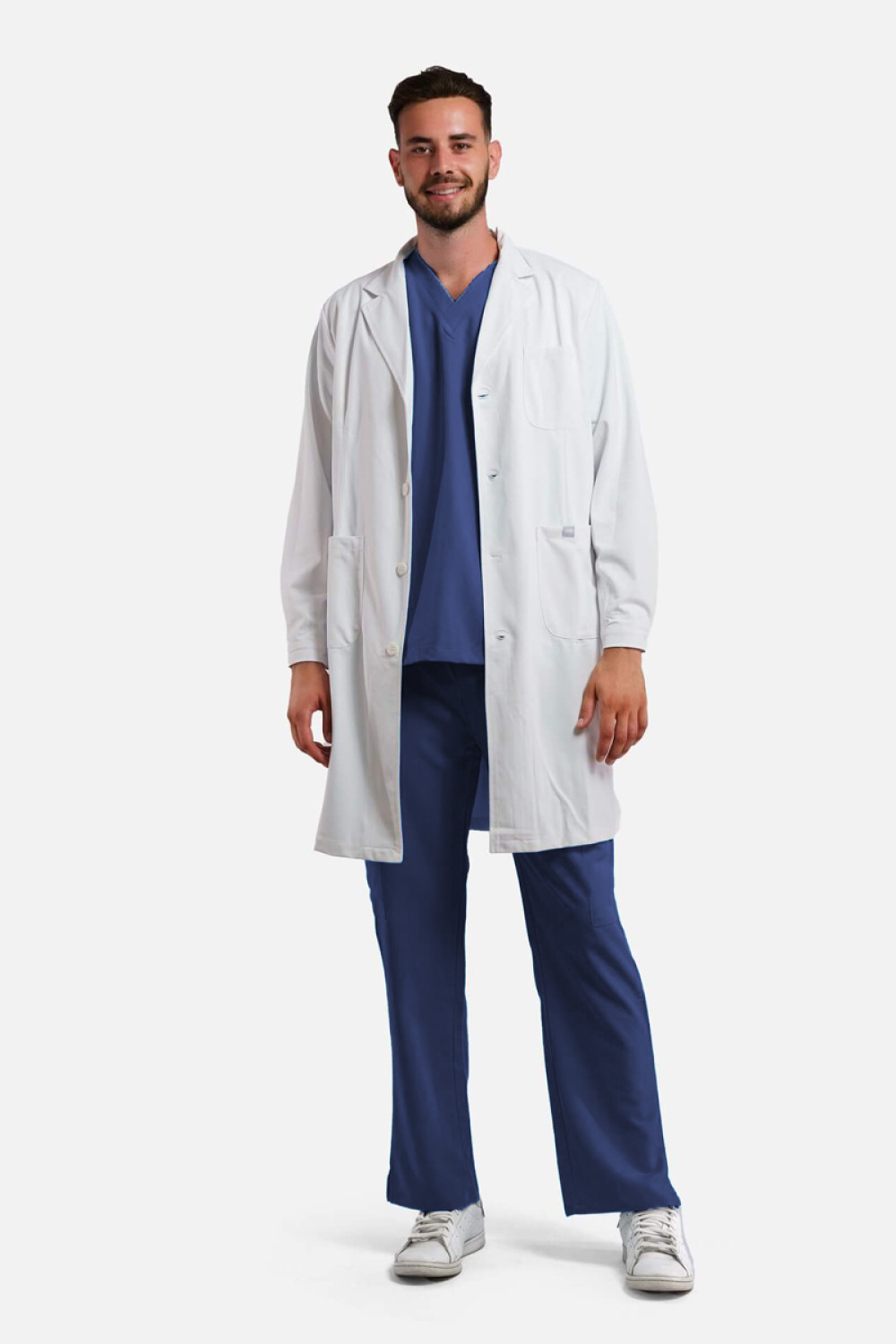 Medizinische Schürze männlich Dr Scrub Weiß LABCOATM01