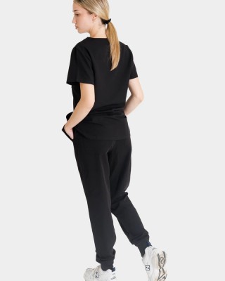 Women's medical pants with elastic band Dr Scrub Black PRS01PFBK