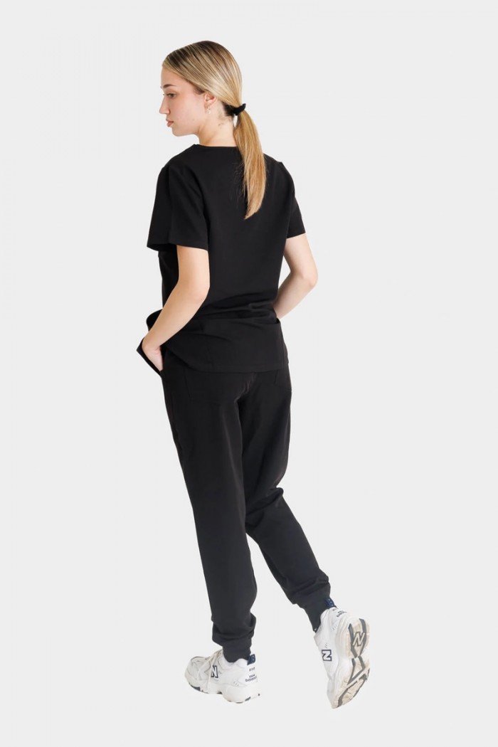 Women's medical pants with elastic band Dr Scrub Black PRS01PFBK