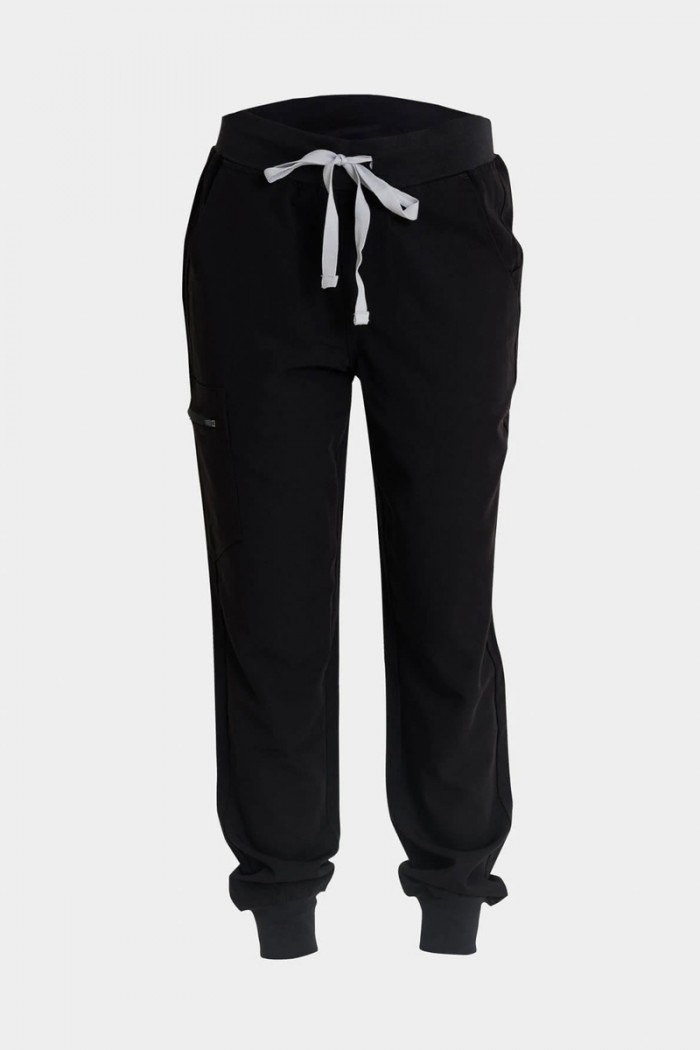 Women's medical pants with elastic band Dr Scrub Black PRS01PFBK