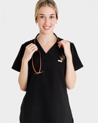Women's medical blouse Dr Scrub BLACK PRS01TFBK