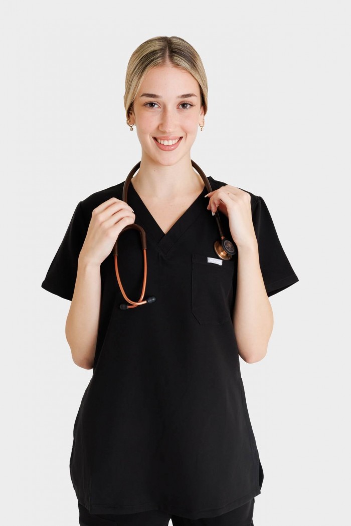 Women's medical blouse Dr Scrub BLACK PRS01TFBK