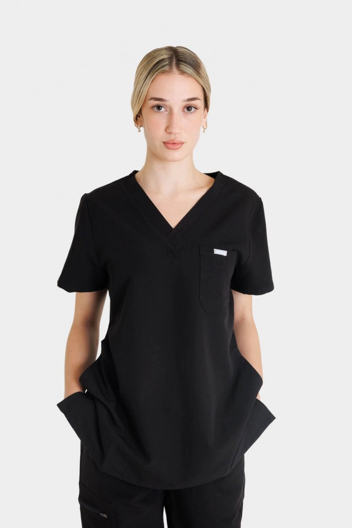 Women's medical blouse Dr Scrub BLACK PRS01TFBK
