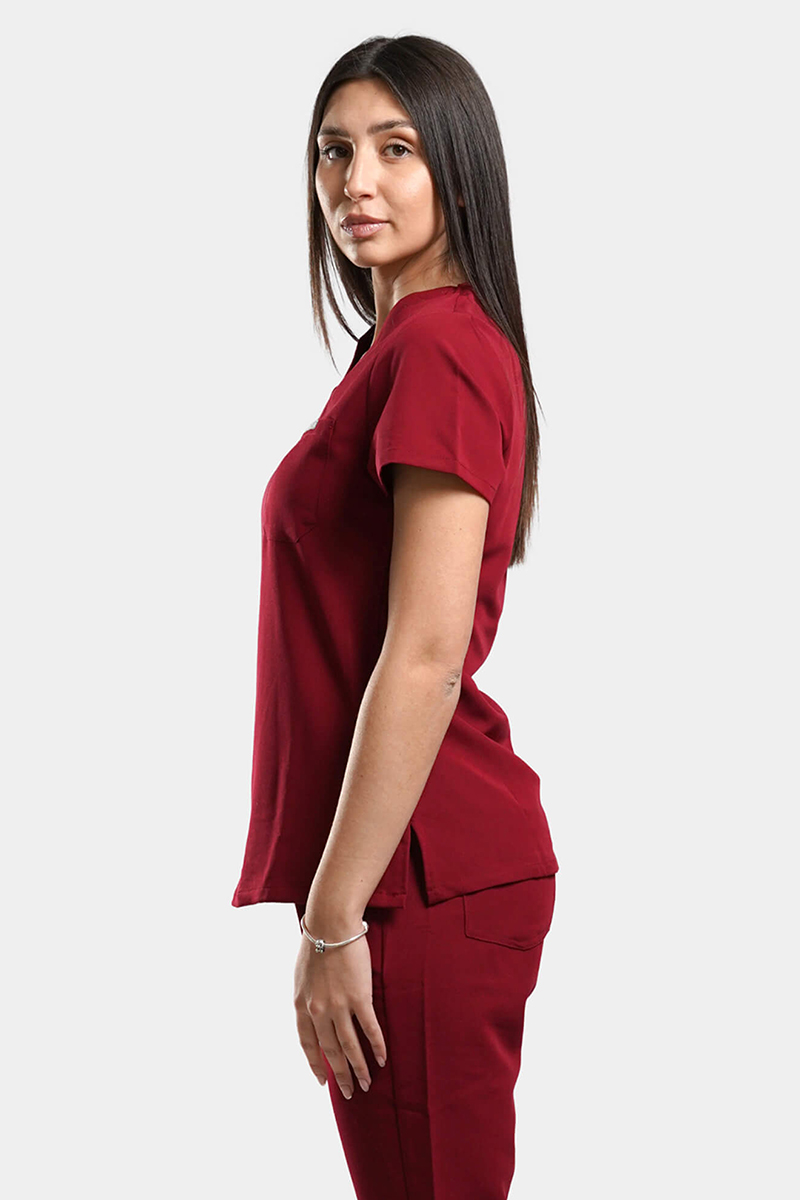 Medizinische Damenbluse Dr Scrub Bordeaux PRS01TFBU