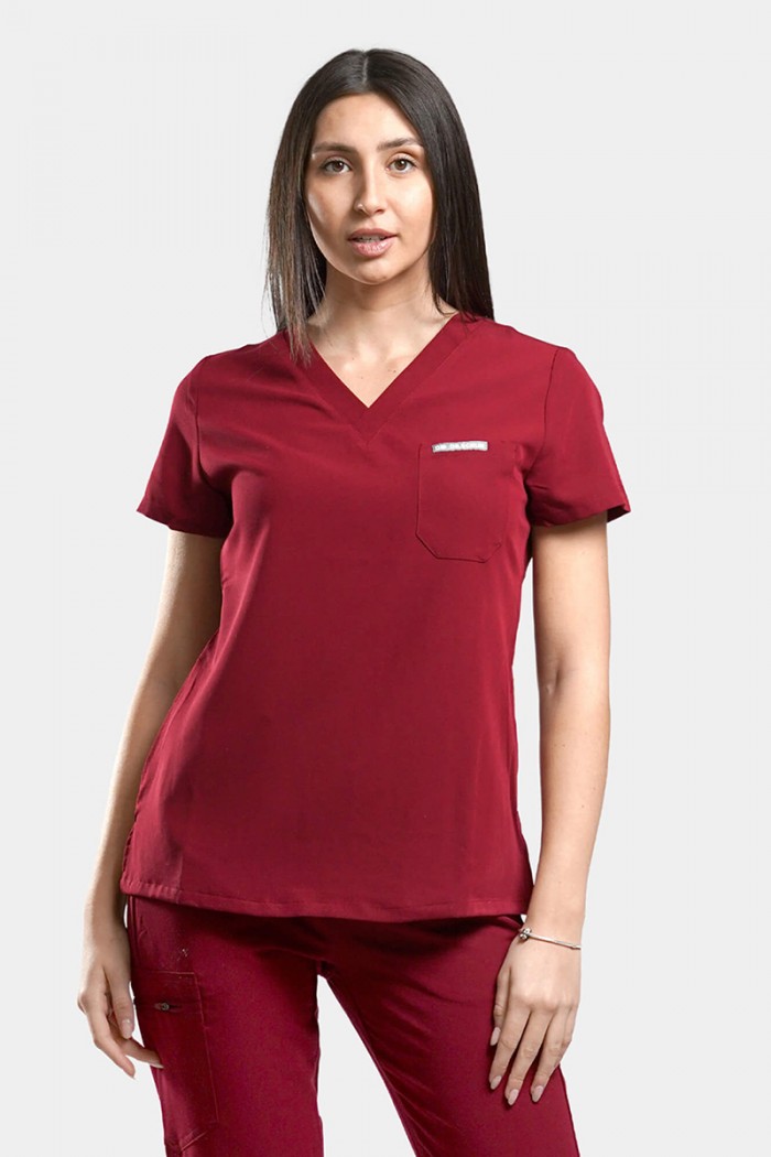 Women's medical blouse Dr Scrub Bordeaux PRS01TFBU