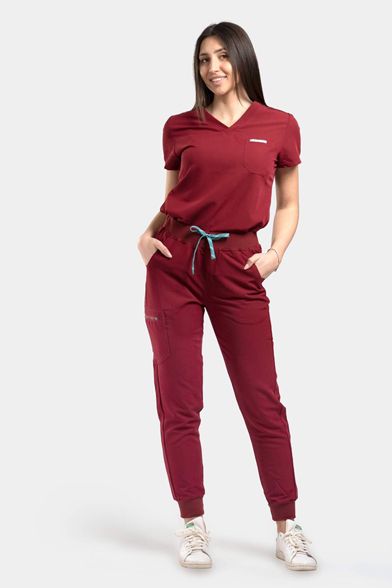 Medizinische Damenbluse Dr Scrub Bordeaux PRS01TFBU