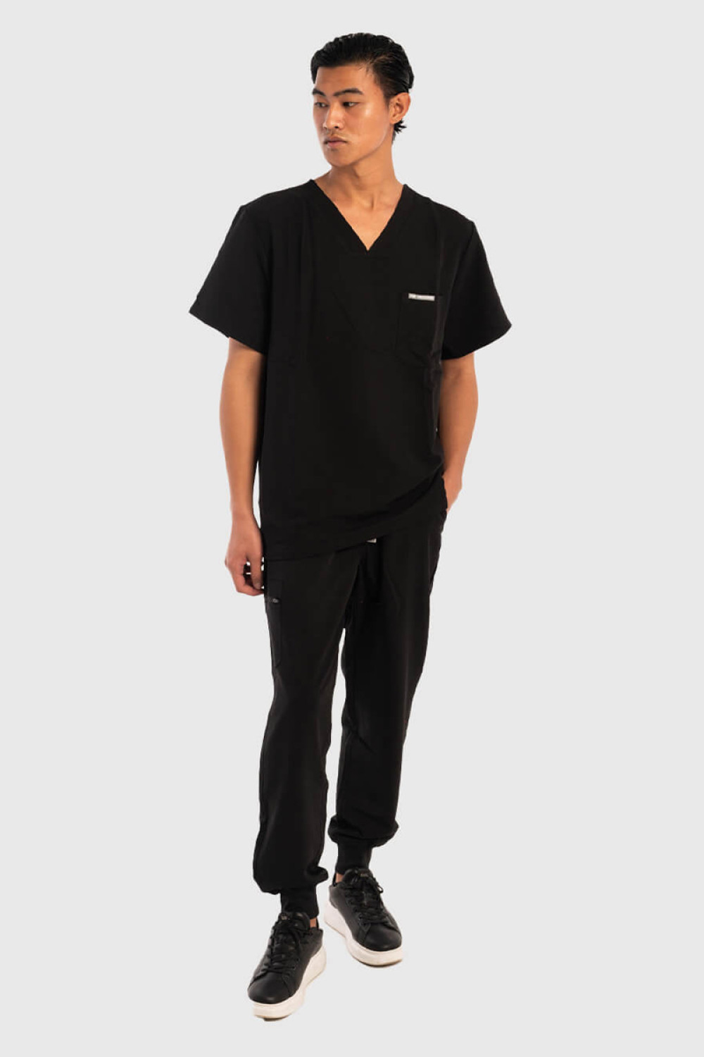 Medizinisches Herrenhemd Dr Scrub Schwarz PRS01TMBK
