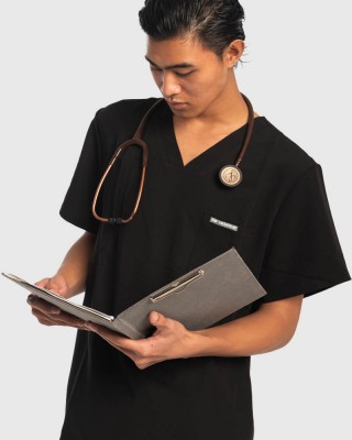 Medizinisches Herrenhemd Dr Scrub Schwarz PRS01TMBK