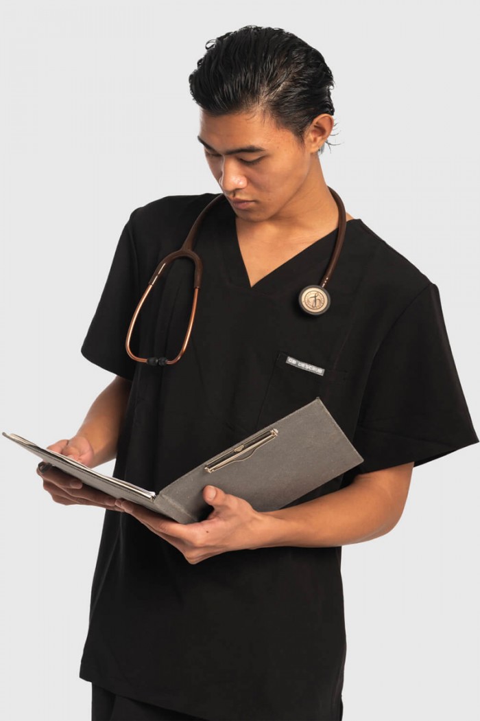 Medizinisches Herrenhemd Dr Scrub Schwarz PRS01TMBK