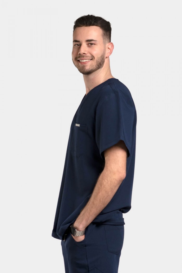 Medizinisches Herrenhemd Dr Scrub Blau Dunkelblau PRS01TMNA