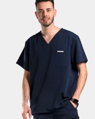 Medizinisches Herrenhemd Dr Scrub Blau Dunkelblau PRS01TMNA