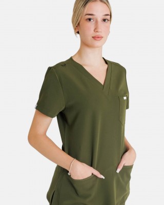Women's Medical Blouse Dr Scrub Khaki PRS03TFTL