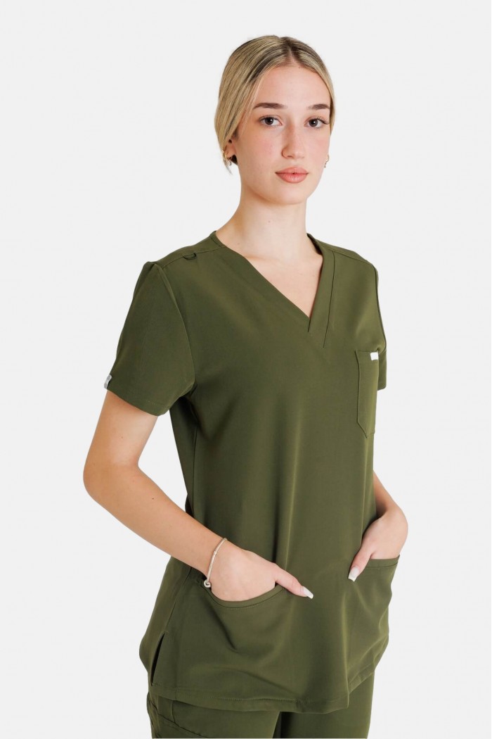 Women's Medical Blouse Dr Scrub Khaki PRS03TFTL