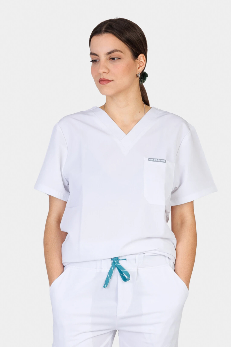 Women's Medical Blouse Dr Scrub WHITE PRS04TFWH