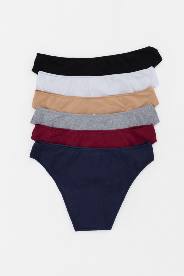 INVISI Einfarbige Baumwollslips (6er-Pack)