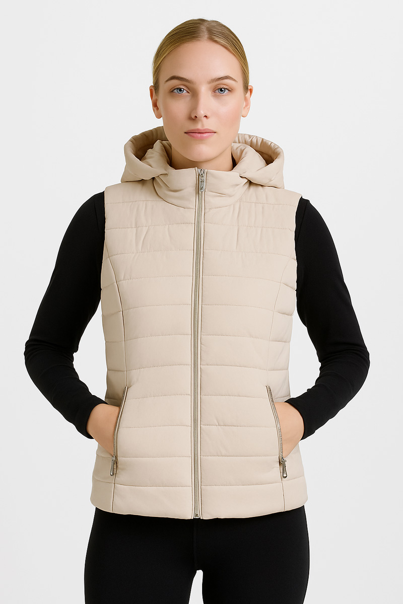 WOMEN'S SLEEVELESS JACKET JACKET EWINKER BEIGE WOMEN'S SLEEVELESS JACKET JACKET EWINKER BEIGE