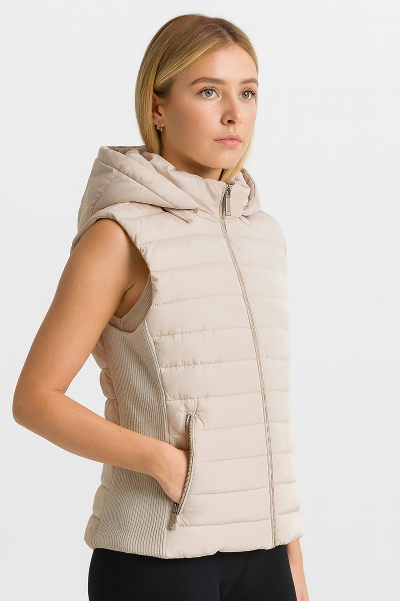 WOMEN'S SLEEVELESS JACKET JACKET EWINKER BEIGE WOMEN'S SLEEVELESS JACKET JACKET EWINKER BEIGE