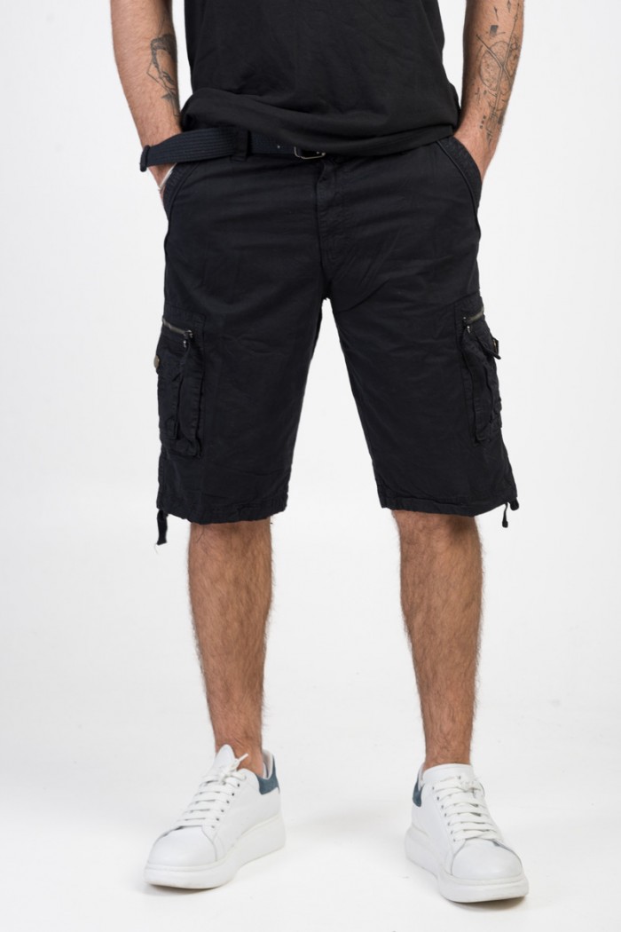 Men's Bermuda shorts FOREX Cargo with belt 2820 BLACK