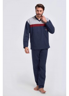 Herren Winterpyjama LION klassisch mit V Herren Winterpyjama LION klassisch mit V