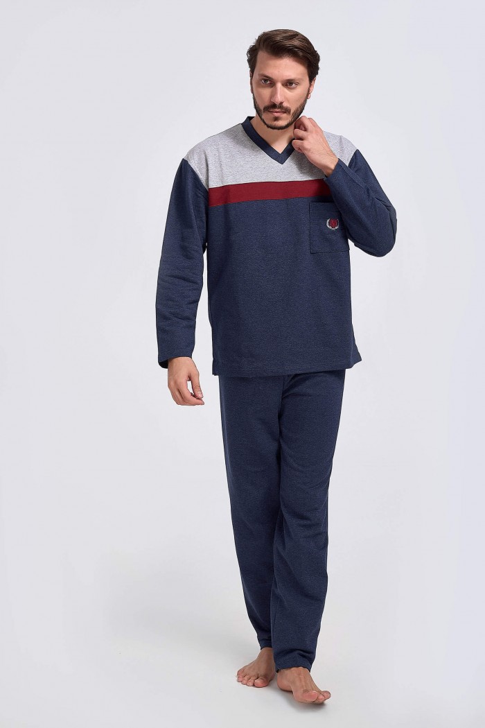 Men's Winter pajamas LION classic with V