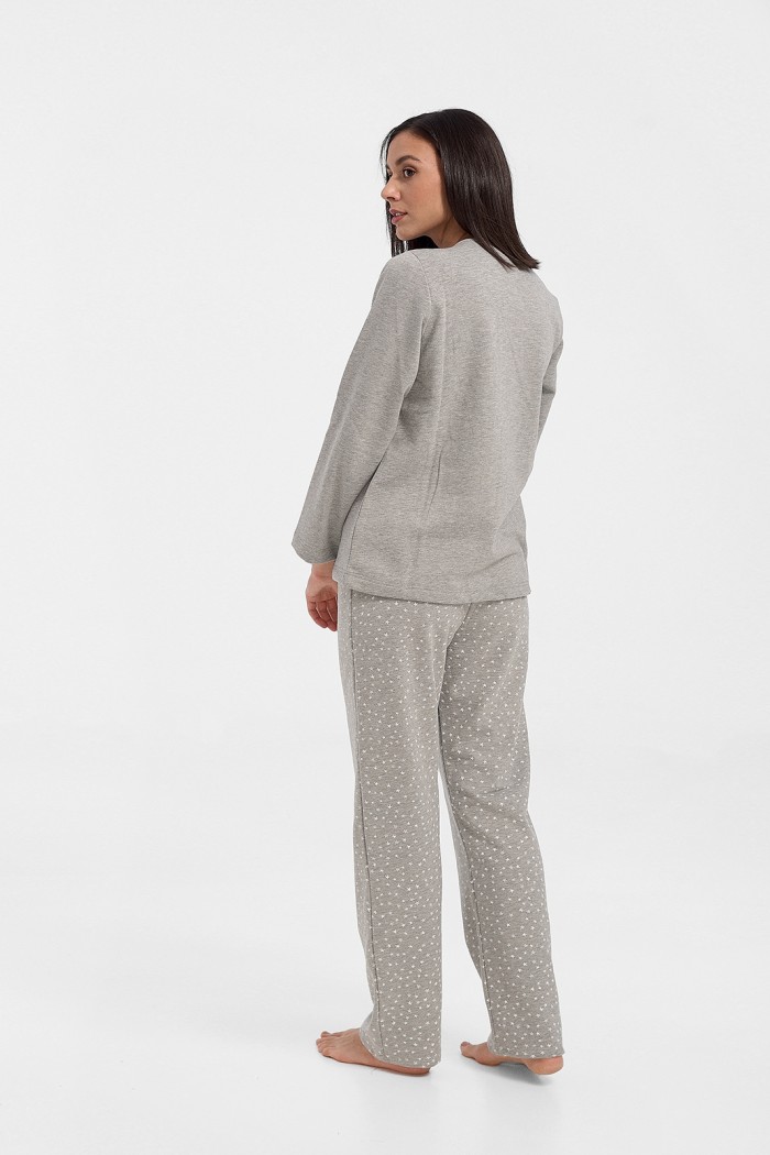 Classic women's Galaxy pajamas with buttons Grey Cloud