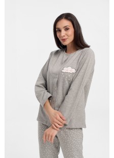 Classic women's Galaxy pajamas with buttons Grey Cloud